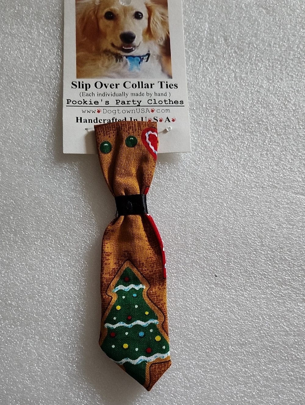 Pookie's Party Clothes Brown Holiday Slip-Over Dog Collar Tie